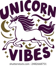 T shirt design vector image unicorn vibes