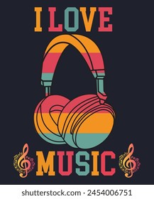 T Shirt Design Vector PNG Images, Retro Music Illustration For T Shirt Design,