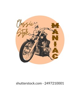 t shirt design, vintage motorcycle vector illustration