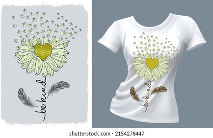 t shirt design whit sunflower and diverse background 