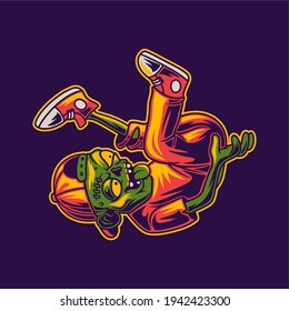 t shirt design zombie break dance illustration