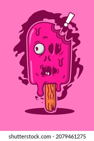 t shirt design ZOMBIE ICE CREAM STICK CARTOON