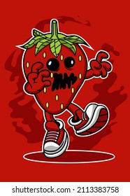 T Shirt Design ZOMBIE STRAWBERY CARTOON
