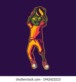 t shirt design zombie in a top passing position volleyball illustration