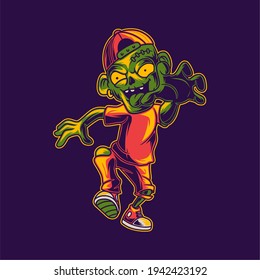 t shirt design zombie walking reach something illustration
