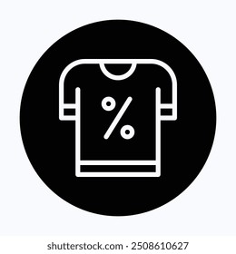 T Shirt With Discount Sign Vector Icon, T Shirt Sale Icon. 
