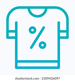 T Shirt With Discount Sign Vector Icon, T Shirt Sale Icon. Isolated Lineal Gradient Icon.