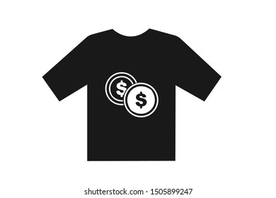 T shirt with dollar sign vector sign icon