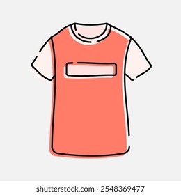 T shirt Doodle Icon Illustration, soft colour palette in Hand drawn style. Perfect for promoting holiday sales and shopping events.