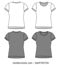 T SHIRT fashion flat sketch template