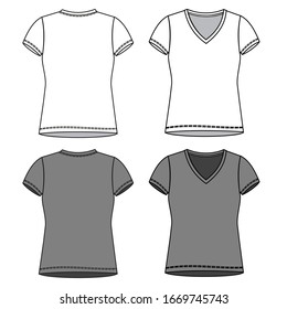 T SHIRT fashion flat sketch template