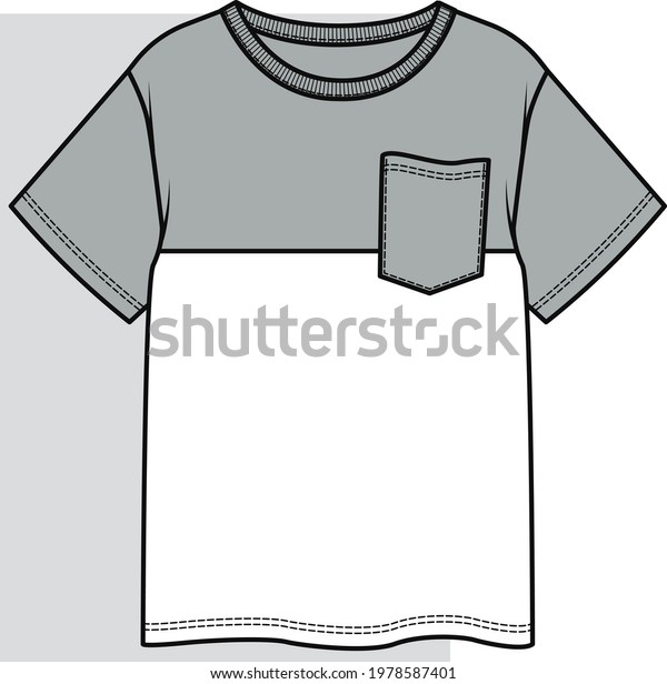 T Shirt Fashion Flat Sketch Template Stock Vector (Royalty Free ...