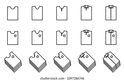 T shirt fold icon set