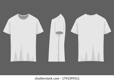 T shirt front, back, and side view blank design.