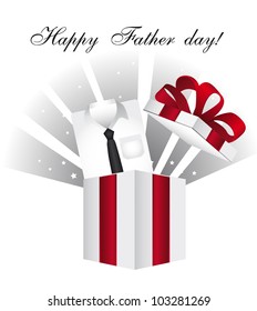 t shirt with gift, happy fathers day card. vector illustration