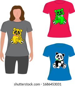 T shirt girl with panda image for fashion at the shop