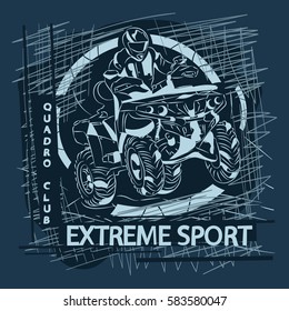 T shirt graphics, extreme print, sport. Riding an ATV.