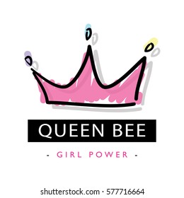 T shirt graphics slogan tee print design / Queen bee / Crown