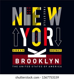 t shirt graphics, tee print design. New york city slogan Vector art template - Vector