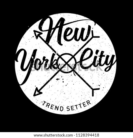 t shirt graphics, tee print design. 	
New york city slogan/ Vector art template