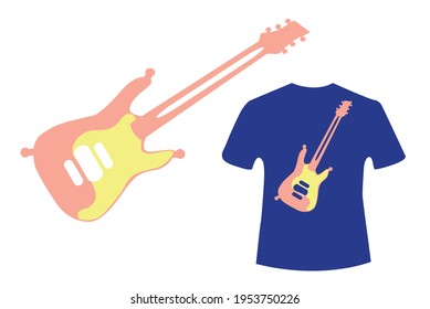 T shirt with guitar design vector - guitar on t shirt screen vector design