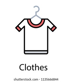 
T shirt hanged over a hanger, icon for clothes 
