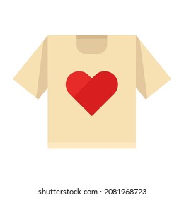 t shirt and heart flat clipart vector illustration