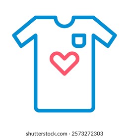 T shirt with heart icon. Concept of love, passion, and fashion.