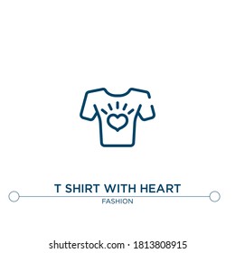 t shirt with heart outline vector icon. simple element illustration. t shirt with heart outline icon from editable fashion concept. can be used for web and mobile
