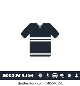 T shirt icon flat. Black pictogram on white background. Vector illustration symbol and bonus button