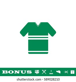 T shirt icon flat. Green pictogram on white background. Vector illustration symbol and bonus button
