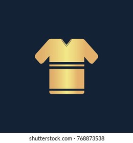 T shirt icon flat. Simple gold pictogram on dark background. Vector illustration symbol