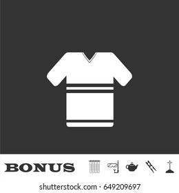 T shirt icon flat. White pictogram on black background. Vector illustration symbol and bonus icons