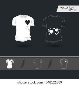 T shirt icon illustration isolated vector sign symbol.  T-shirt design vector illustration.  Template for Valentines Day Design