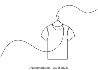 T shirt icon minimalist single line drawing isolated vector illustration