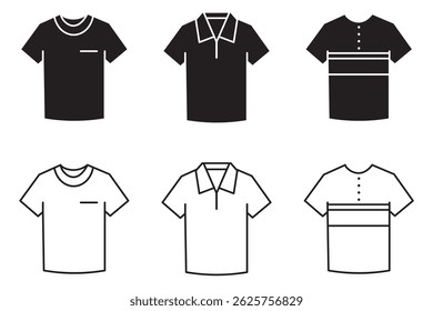 Ícone de camisa conjunto com fundo branco . eps 10