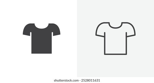 T shirt icon vector icon set in black and white color.