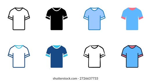 Iconos de la camiseta establecen colección de estilo múltiple. Trazo editable 
