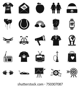 T shirt icons set. Simple set of 25 t shirt vector icons for web isolated on white background