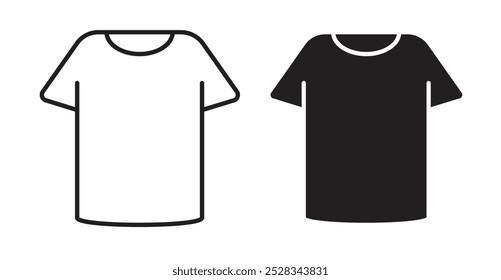 T shirt icons. Vector set in filled and line style.