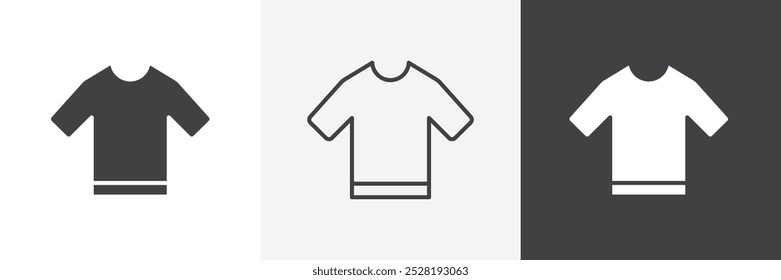 Icono de la camiseta. Ilustración vectorial lineal plana moderna de moda sobre fondo blanco.