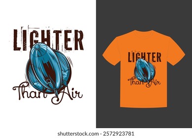 t shirt label design with illustration flying airship