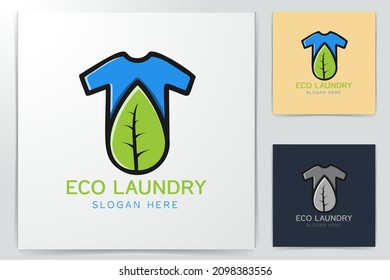 t shirt and leaf logo Designs Inspiration Isolated on White Background