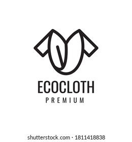 T Shirt with leaf shaped inside logo design vector illustration