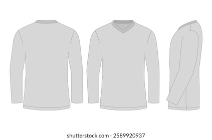 T shirt Long Sleeve V Neck design illustration for mockup 