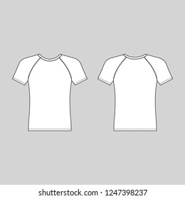 T shirt man template (front, back views), vector illustration isolated on white background