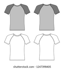 T shirt man template (front, back views), vector illustration isolated on white background