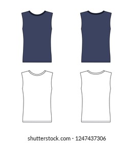 T shirt man template (front, back views), vector illustration isolated on white background