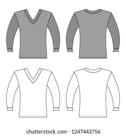 T shirt man template (front, back views), vector illustration isolated on white background