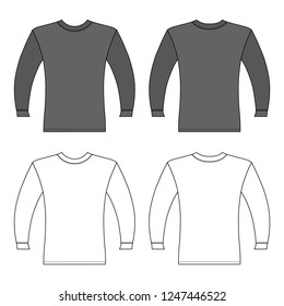 T shirt man template (front, back views), vector illustration isolated on white background